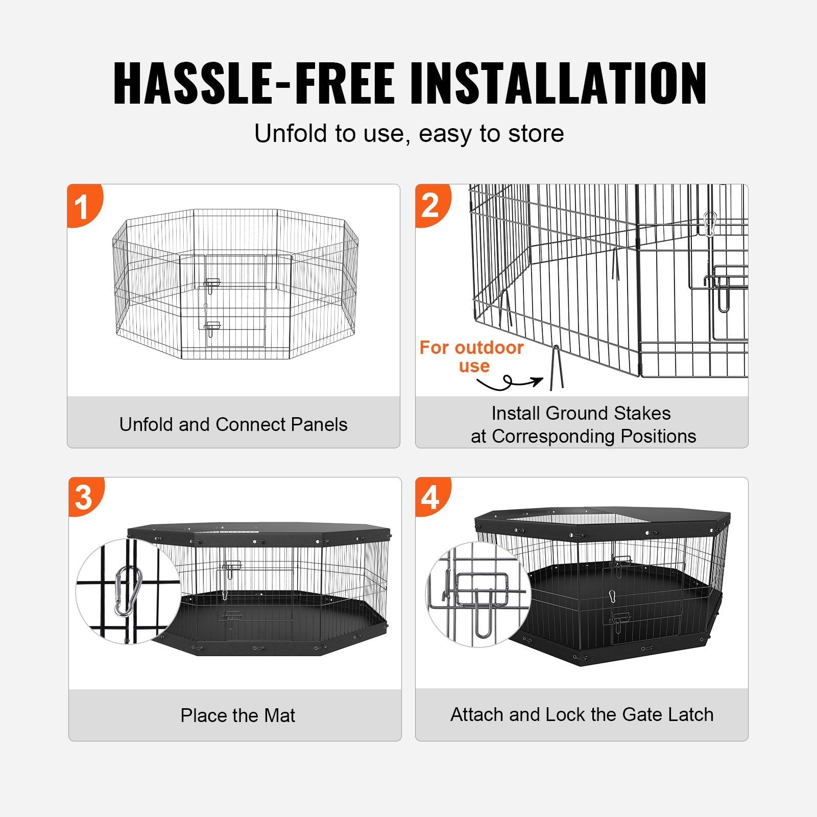 VEVOR Dog Playpen, 8 Panels Foldable Metal Dog Exercise Pen Doba